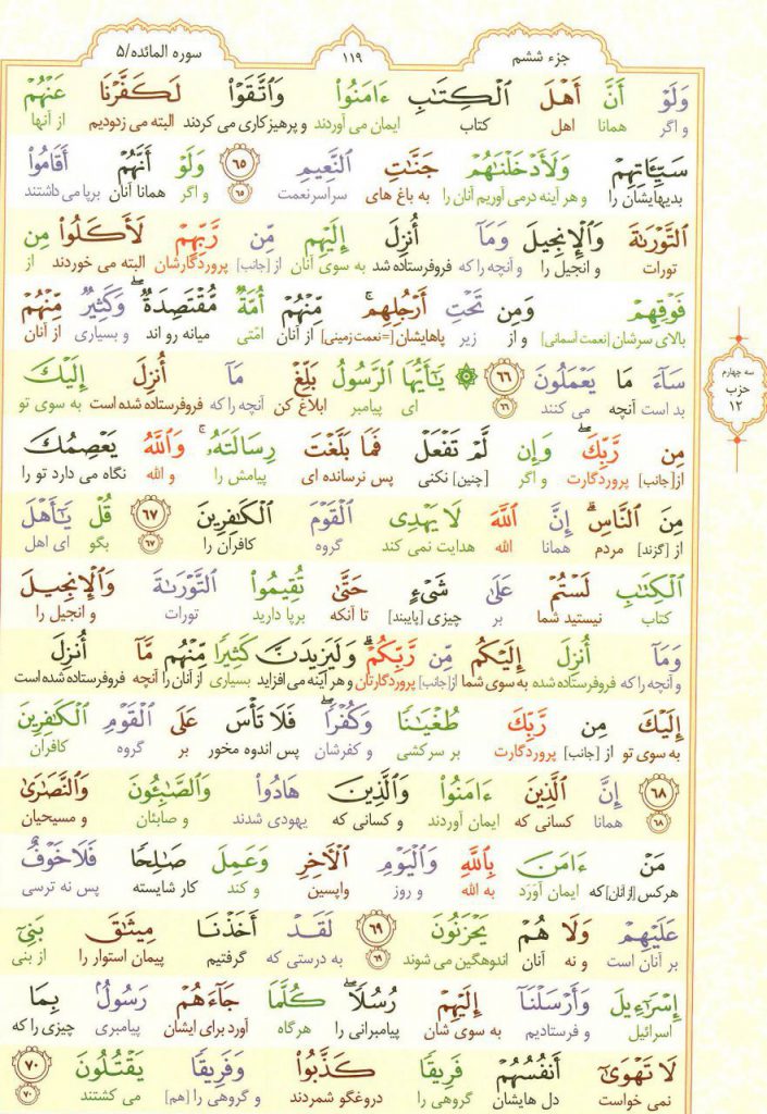 قرآن کریم - صفحه شماره 119 - جزء ششم - سوره المائده