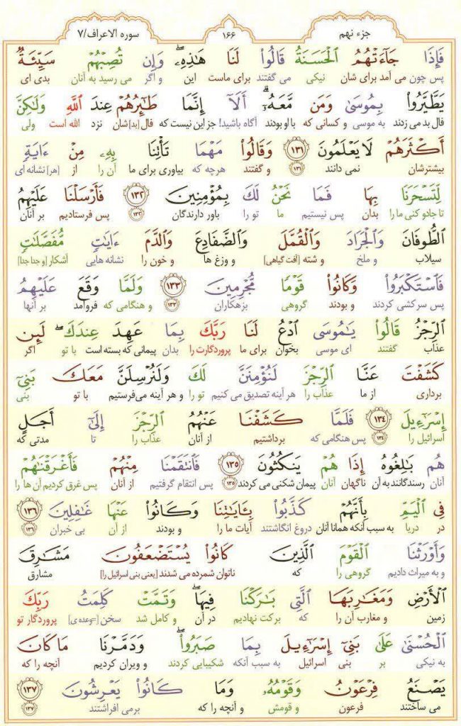 قرآن کریم - صفحه شماره 166 - جزء نهم - سوره الأعراف