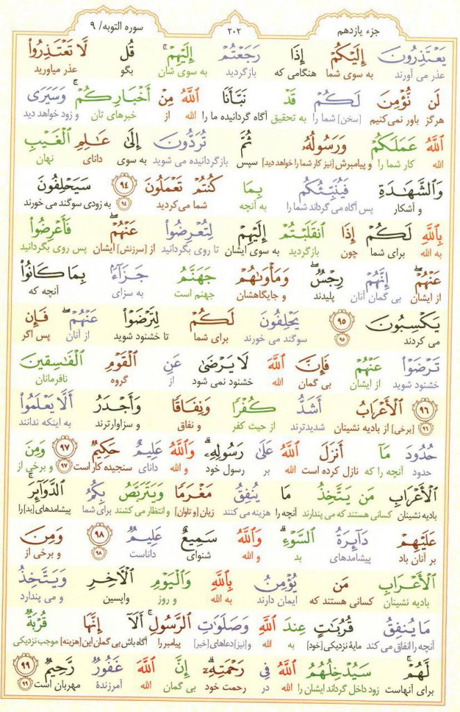 قرآن کریم - صفحه شماره 202 - جزء دهم - سوره التوبه